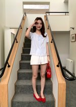 Carine Lacey Pearl Buttoned Blouse in Blue