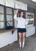 Amelia Ribbon Pleated Blouse in White