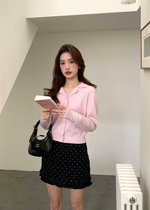 Chloe Polka Dot Ruffle Skort in Black