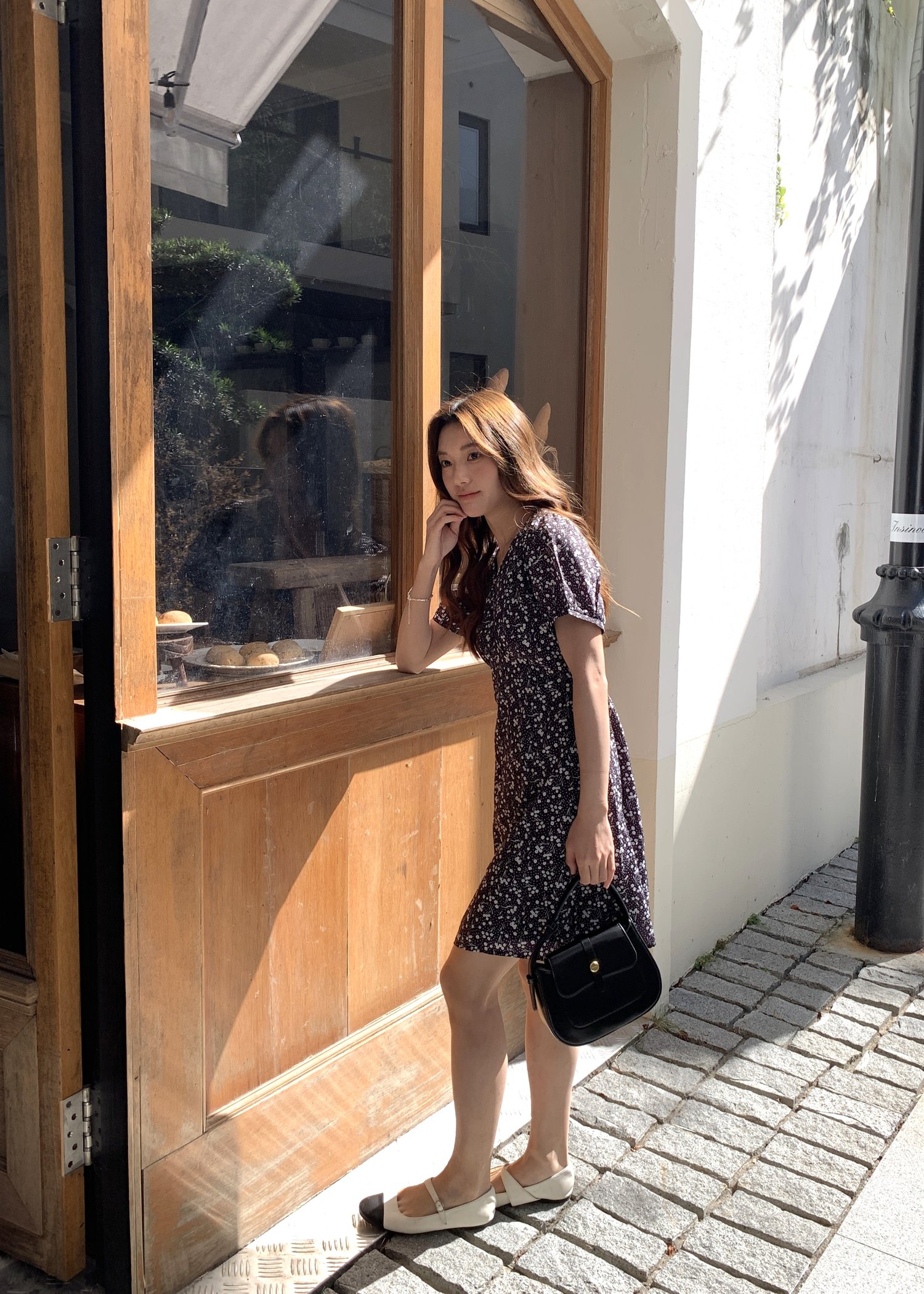 Le' Reve Floral Mini Dress in Black