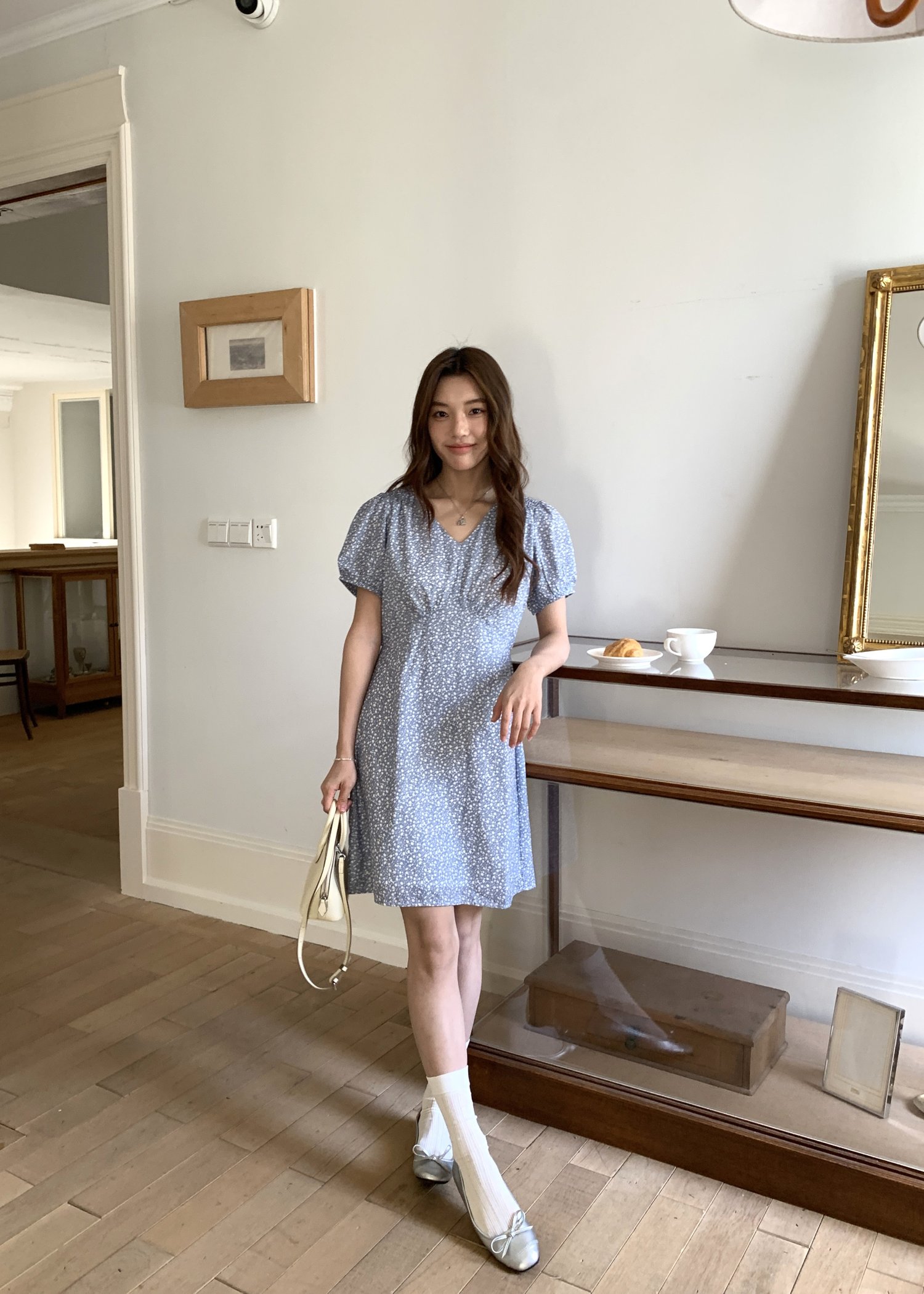 Le' Reve Floral Mini Dress in Blue