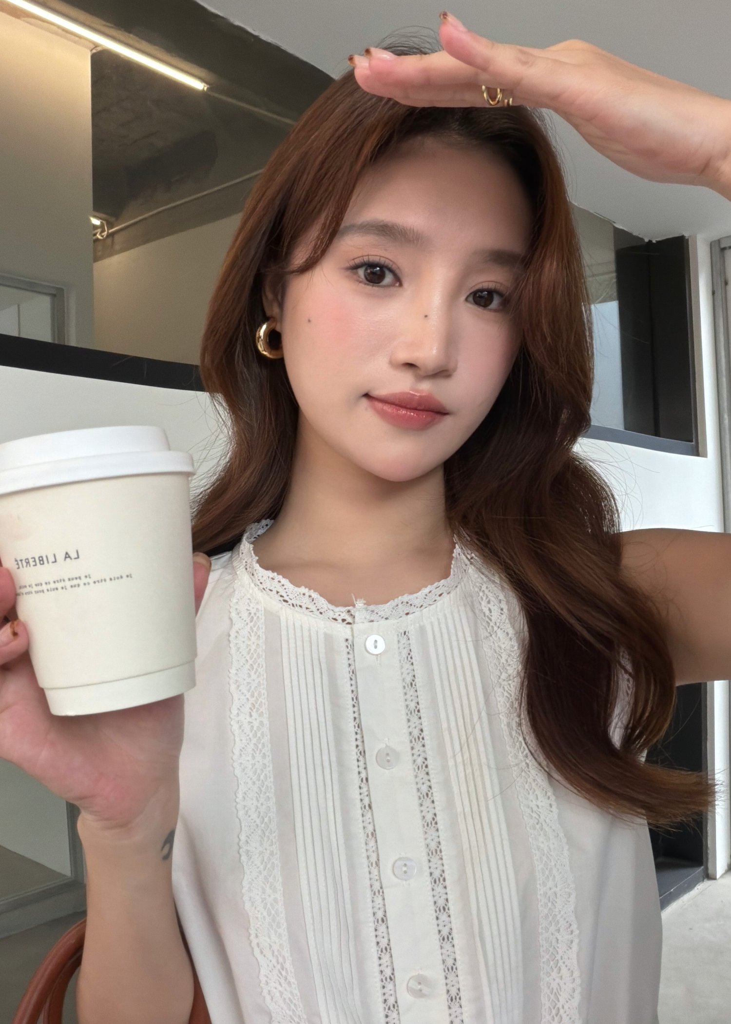 Arine Lacey Pleated Blouse in White