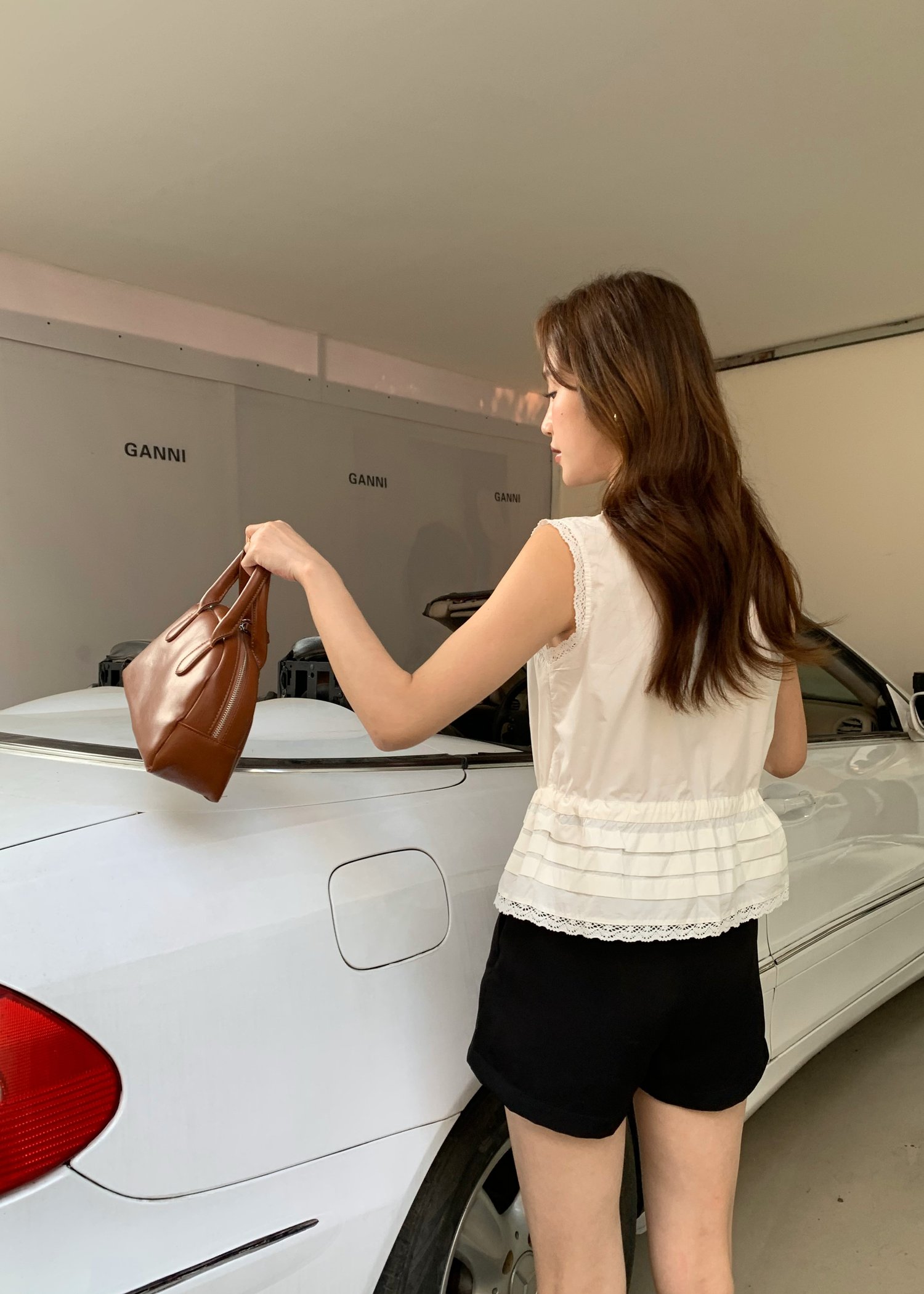 Arine Lacey Pleated Blouse in White