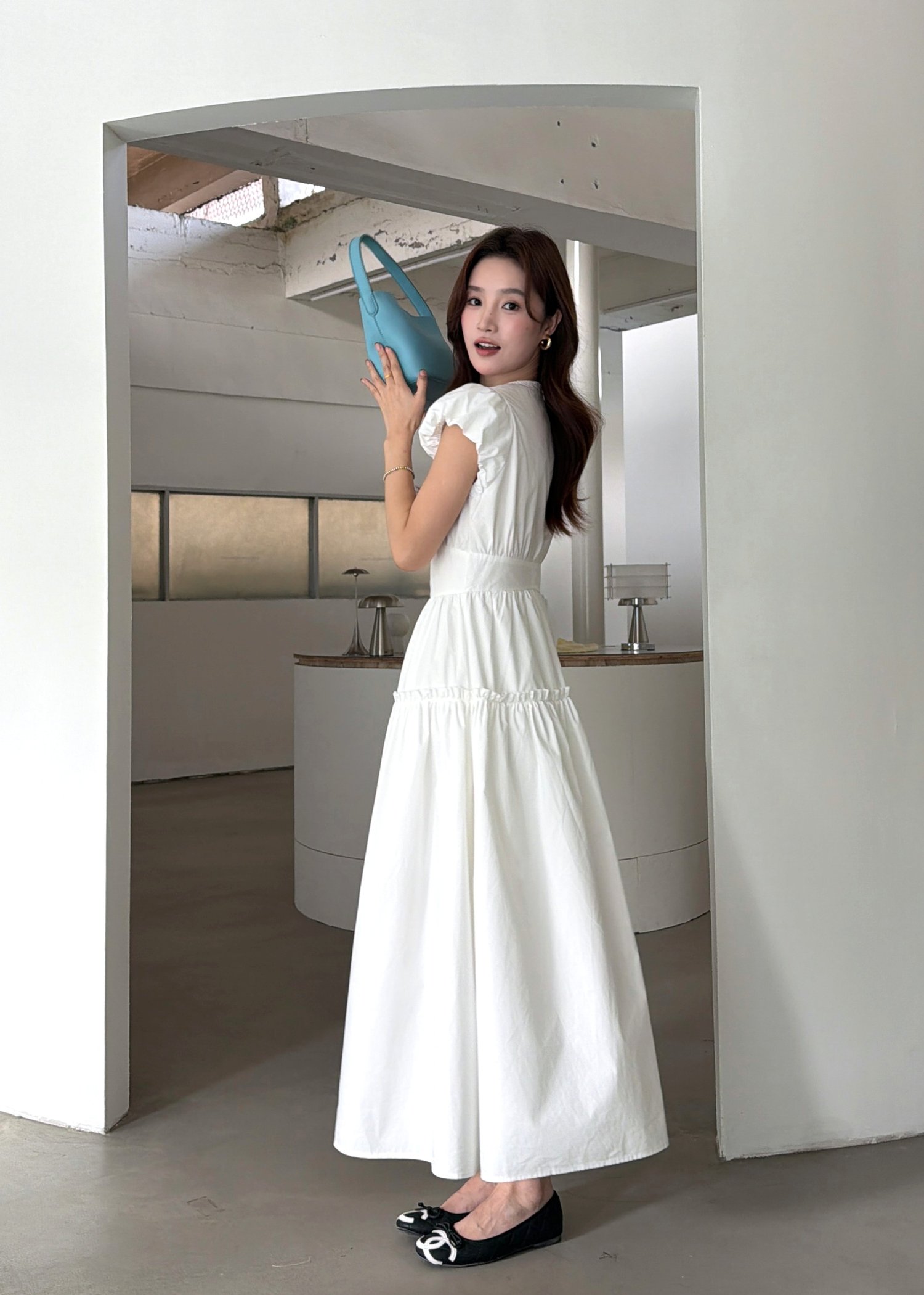 Camille French Maxi Dress in White