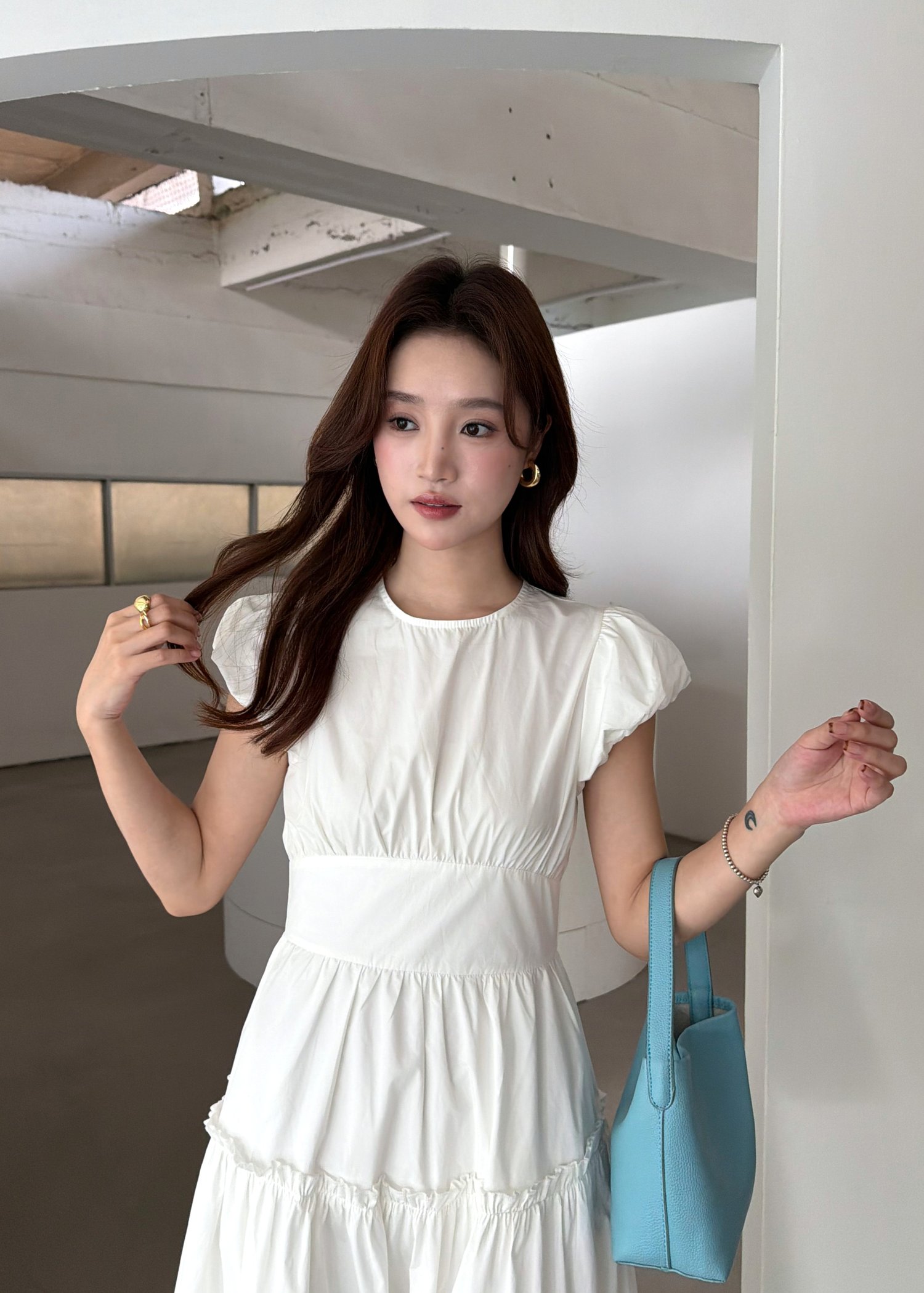 Camille French Maxi Dress in White