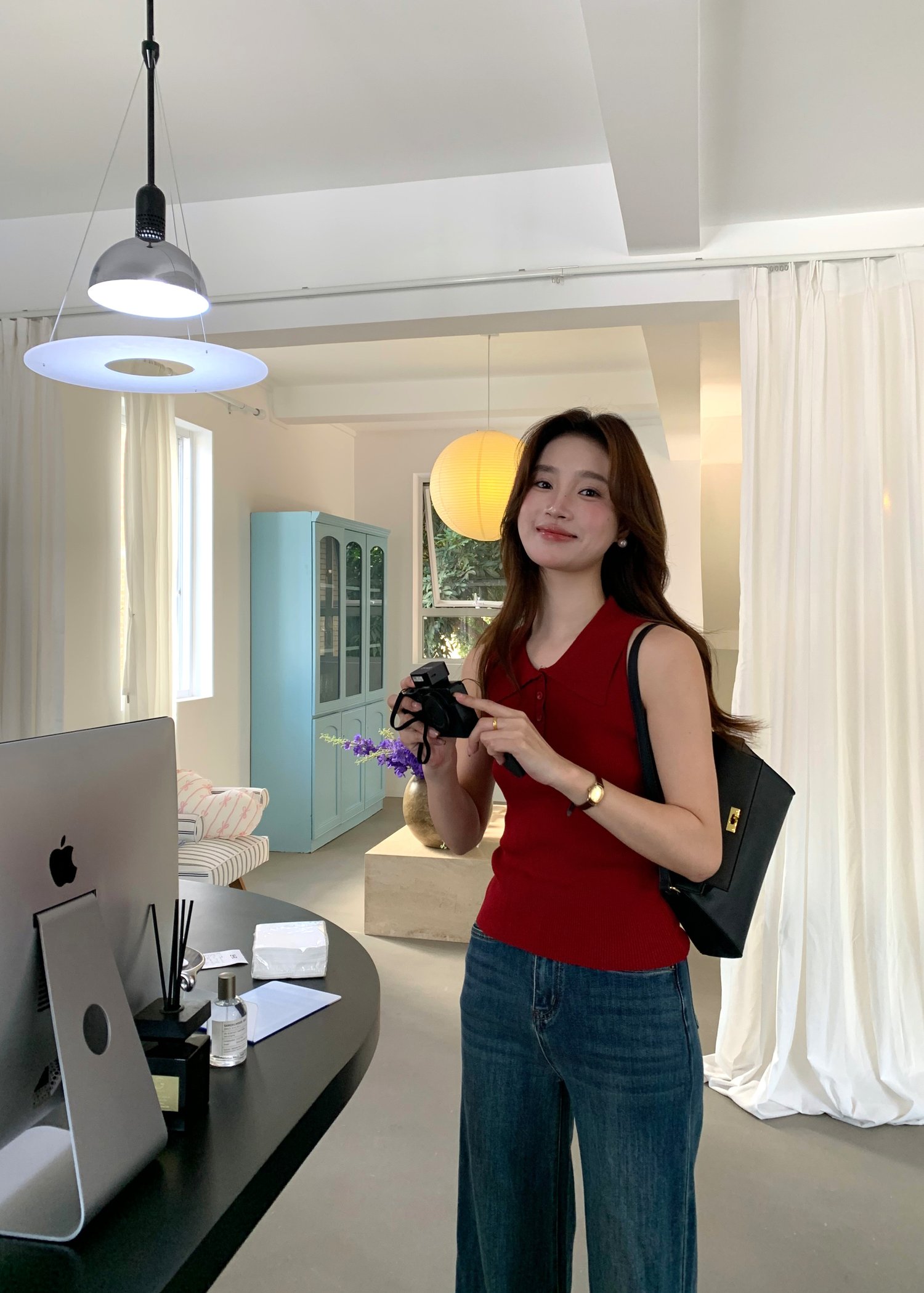 Nera Cami Knit Top in Maroon