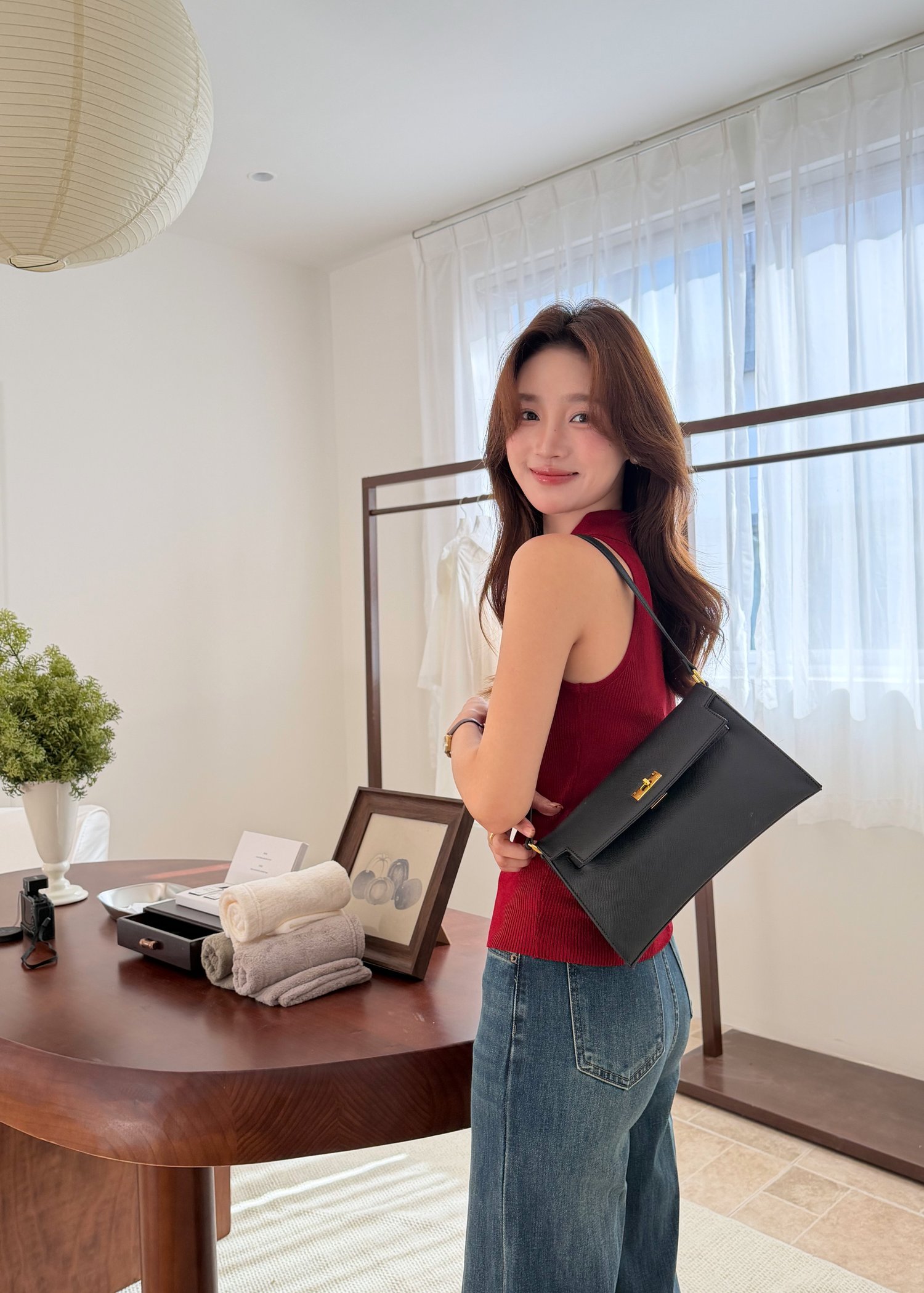 Nera Cami Knit Top in Maroon