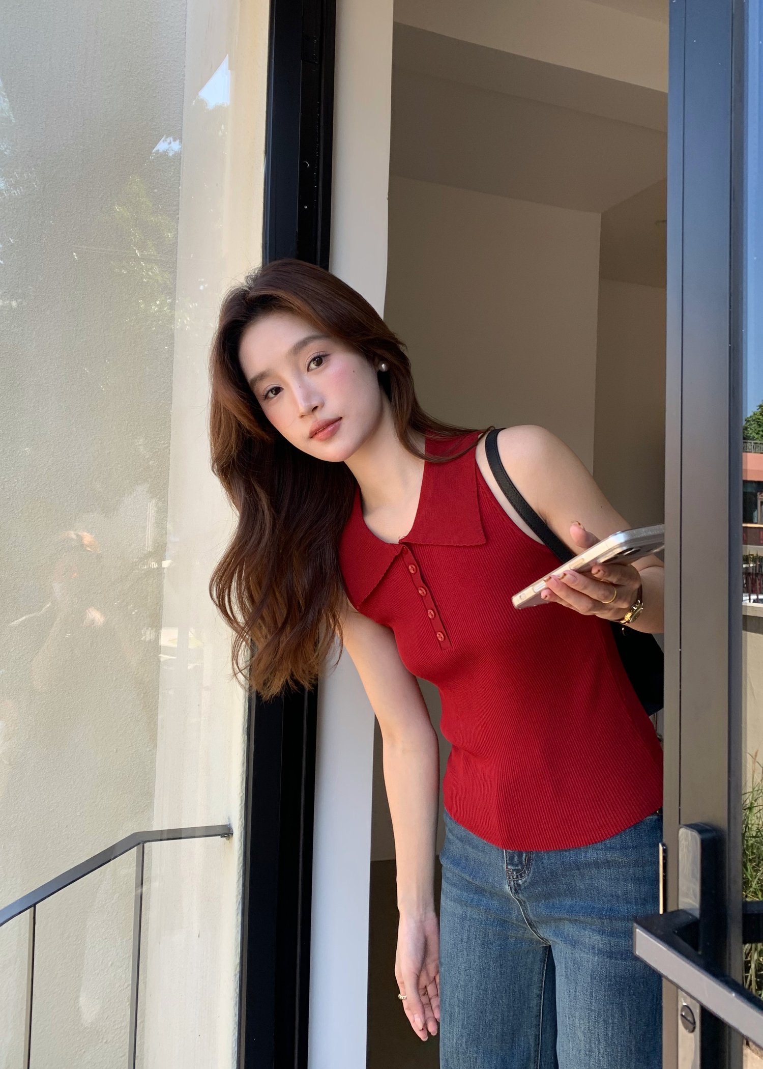 Nera Cami Knit Top in Maroon