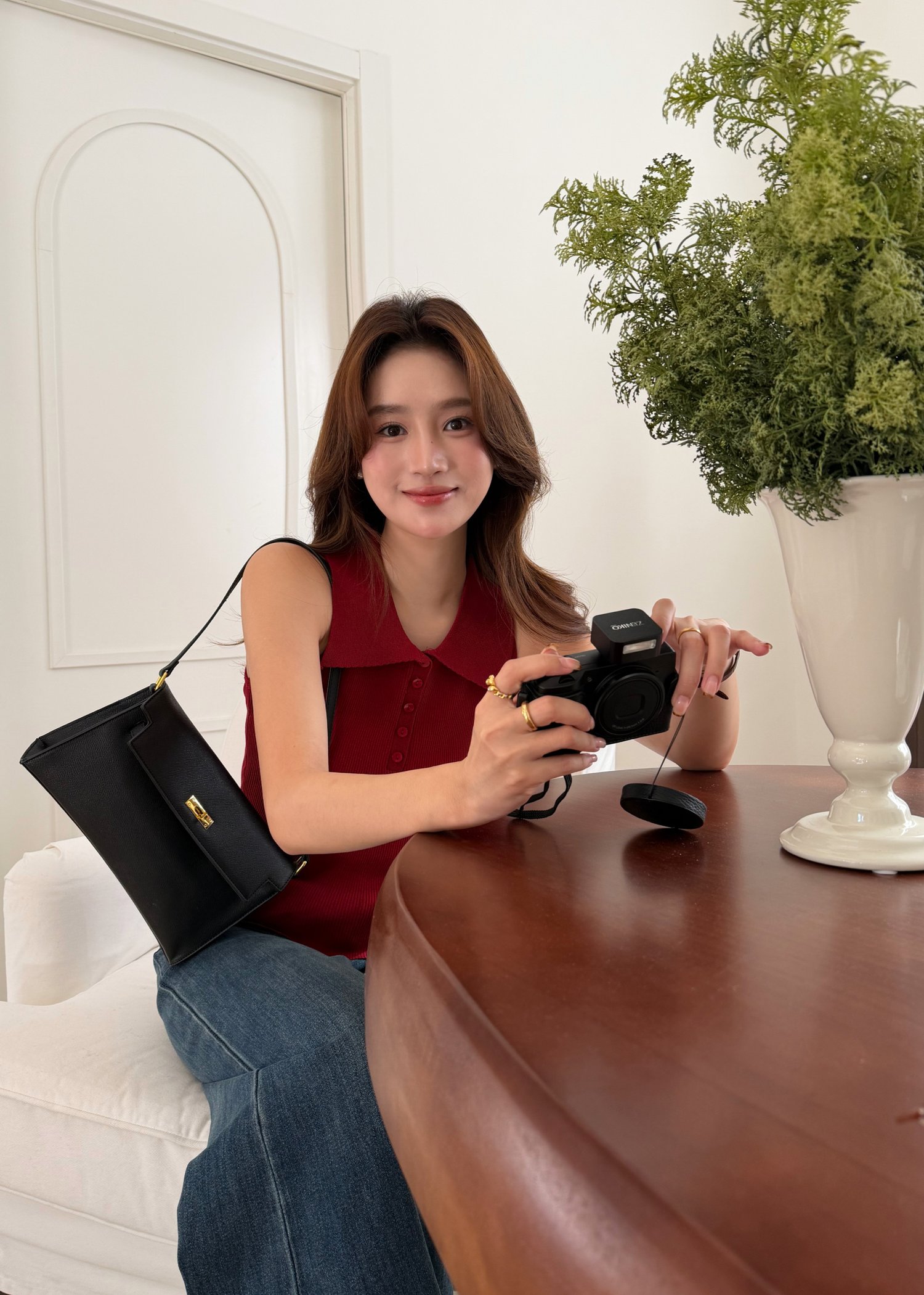 Nera Cami Knit Top in Maroon