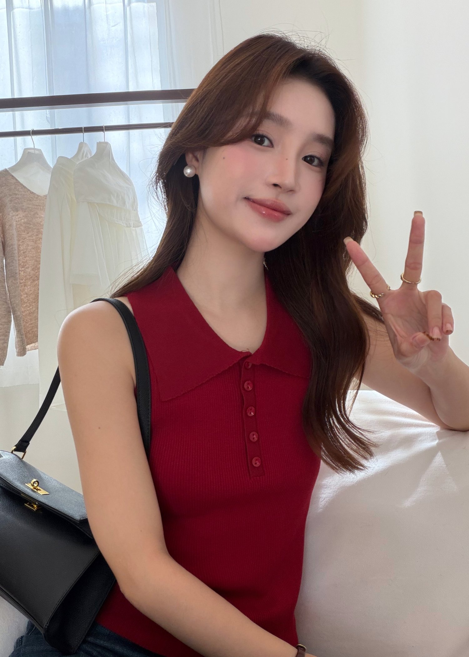 Nera Cami Knit Top in Maroon