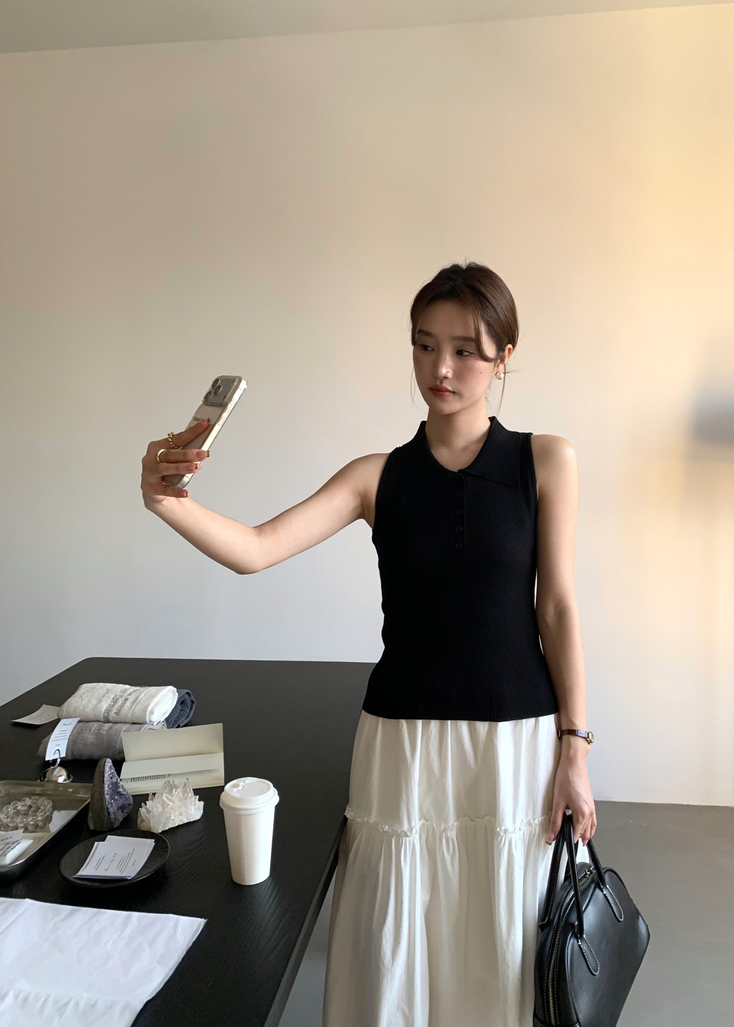 Nera Cami Knit Top in Black