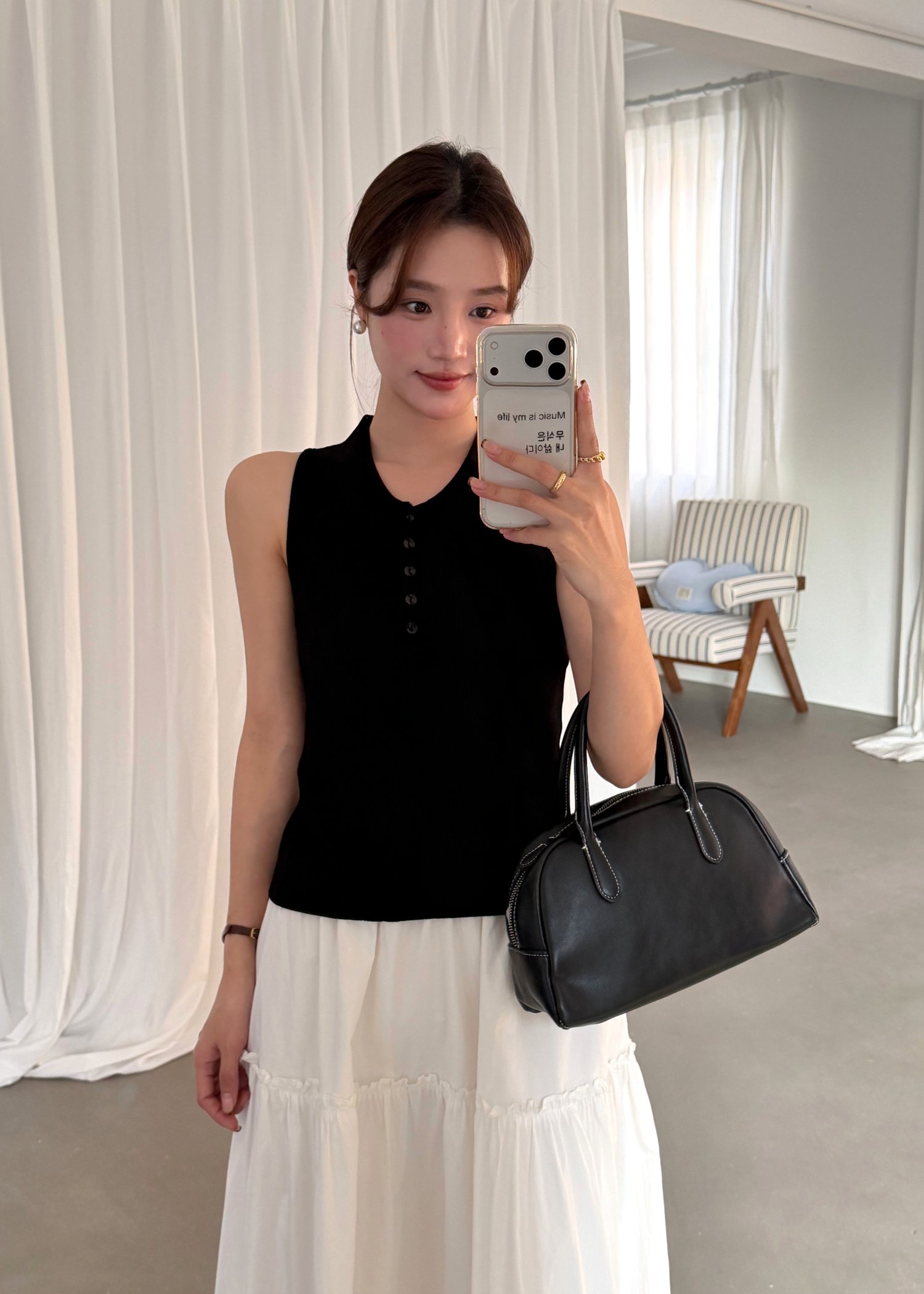 Nera Cami Knit Top in Black