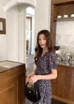 Le' Reve Floral Mini Dress in Black