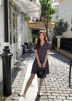 Le' Reve Floral Mini Dress in Black