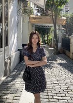 Le' Reve Floral Mini Dress in Black