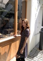 Le' Reve Floral Mini Dress in Black