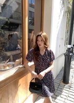 Le' Reve Floral Mini Dress in Black