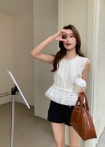 Arine Lacey Pleated Blouse in White