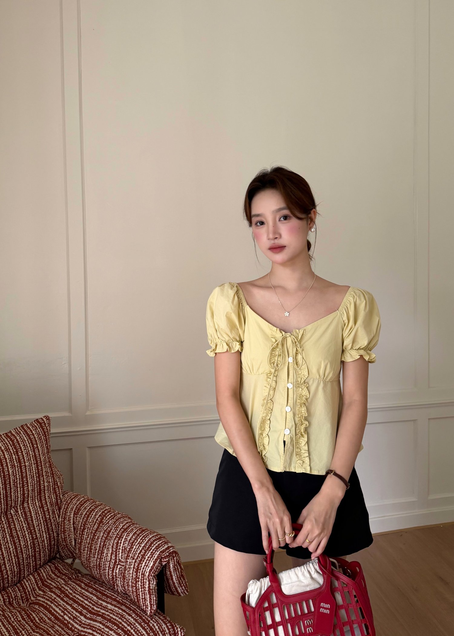 Colette Ruffles Blouse in Mustard Yellow