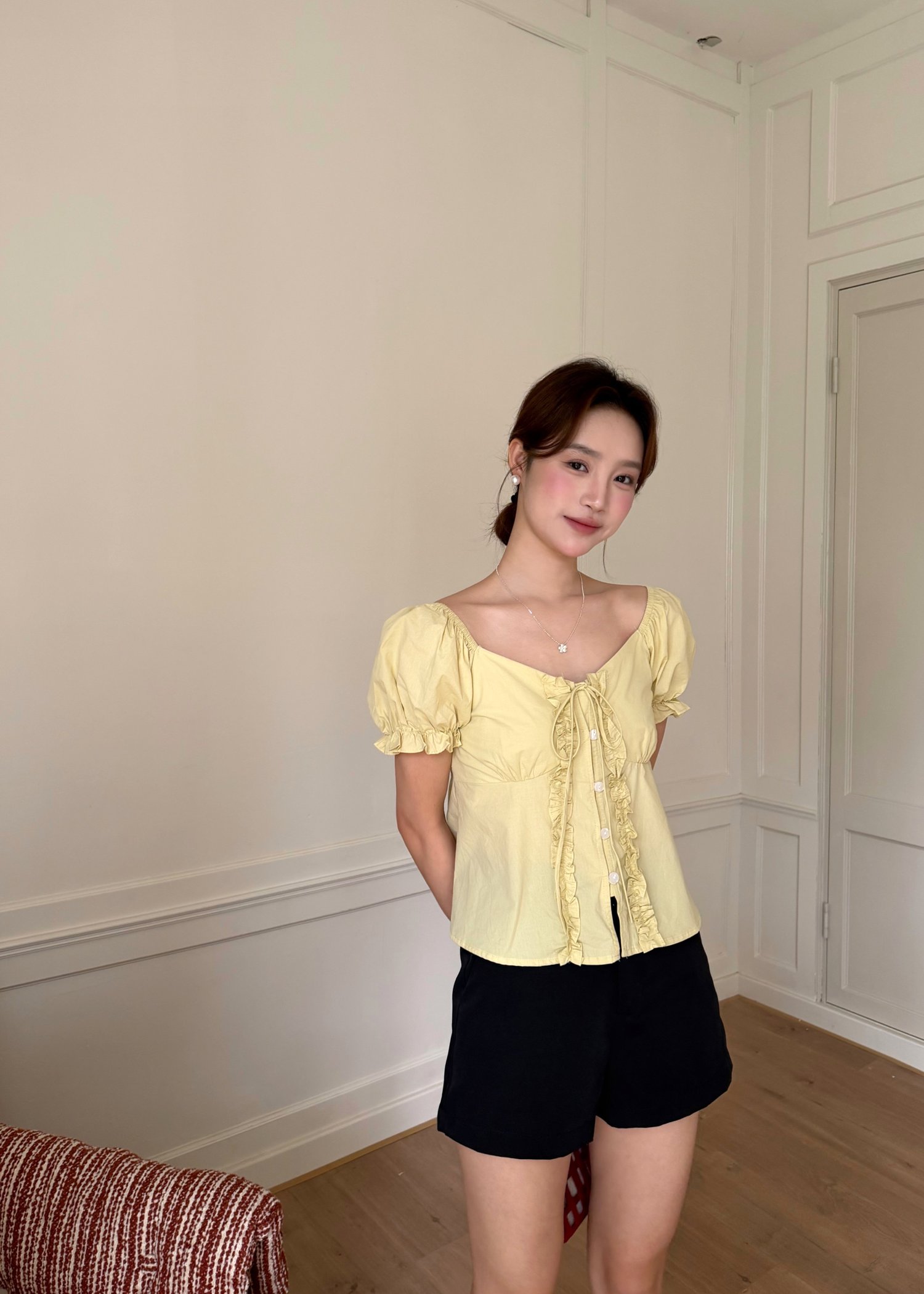 Colette Ruffles Blouse in Mustard Yellow
