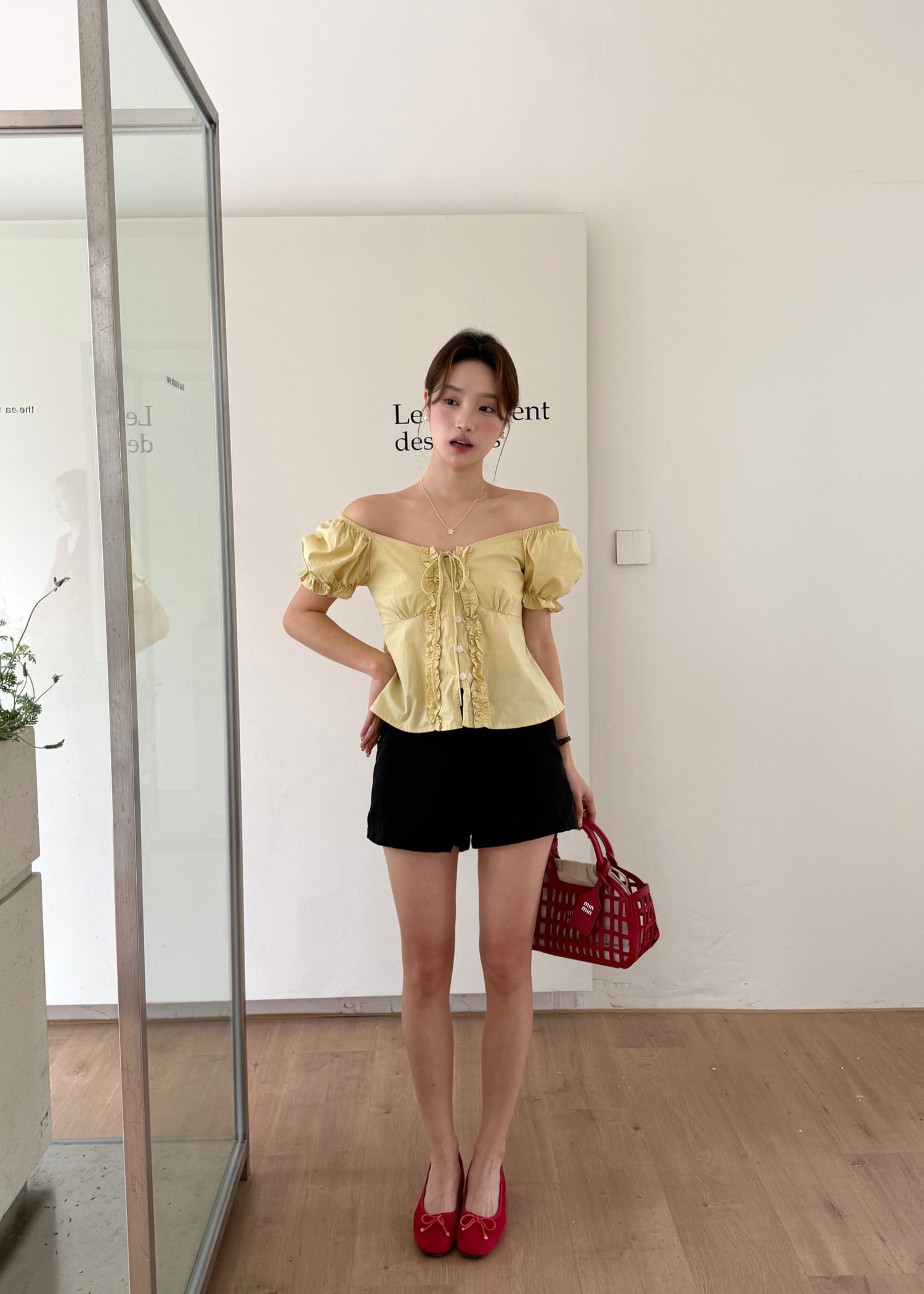 Colette Ruffles Blouse in Mustard Yellow