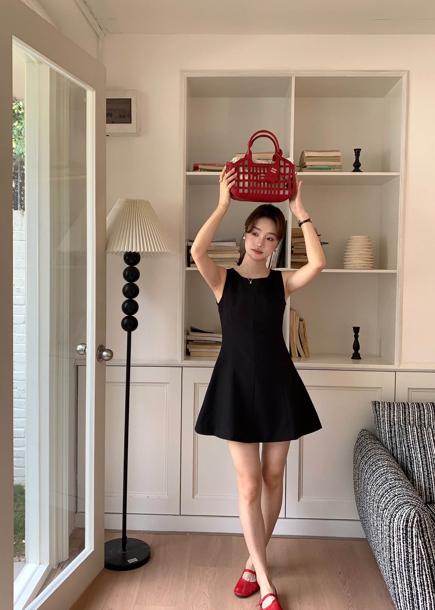 Grace A-line Mini Dress in Black