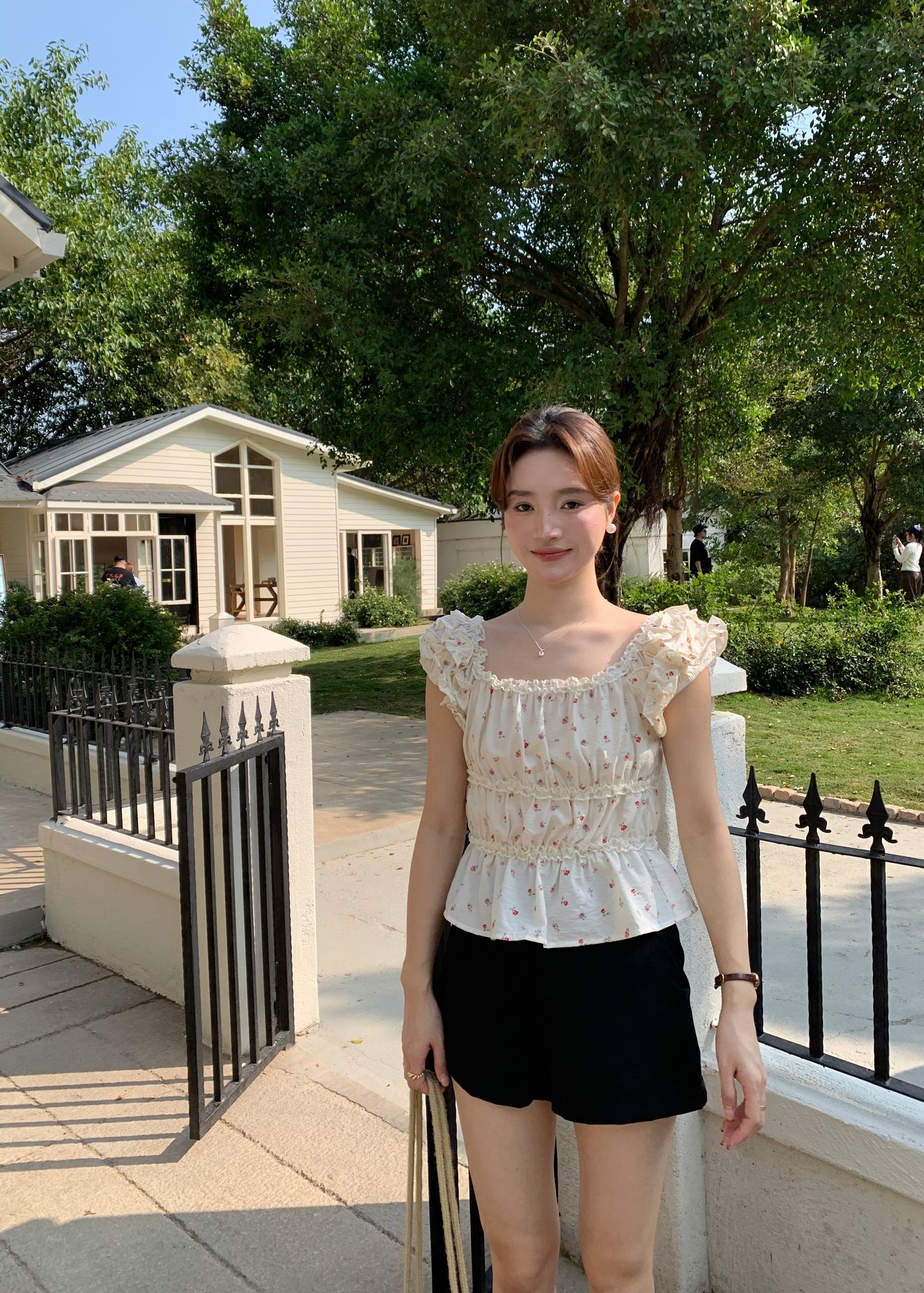 Mona Lacey Floral Top in Milk