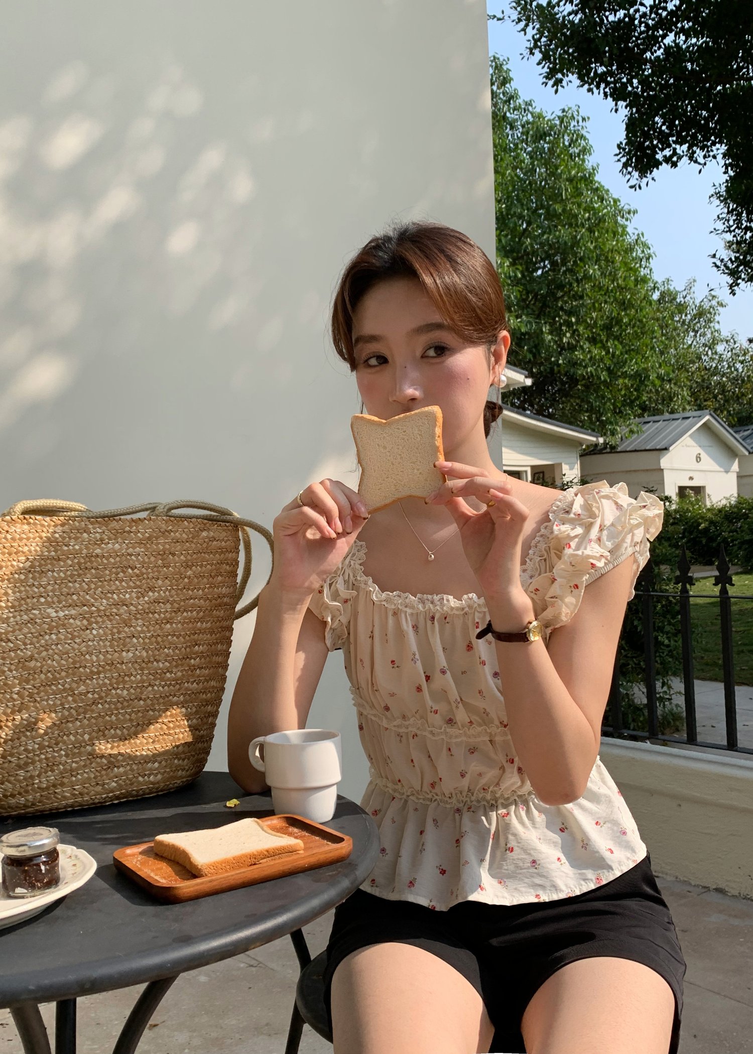 Mona Lacey Floral Top in Milk