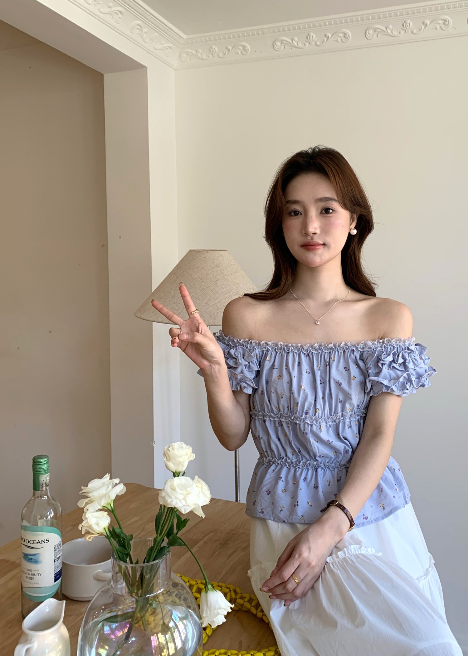 Mona Lacey Floral Top in Periwinkle