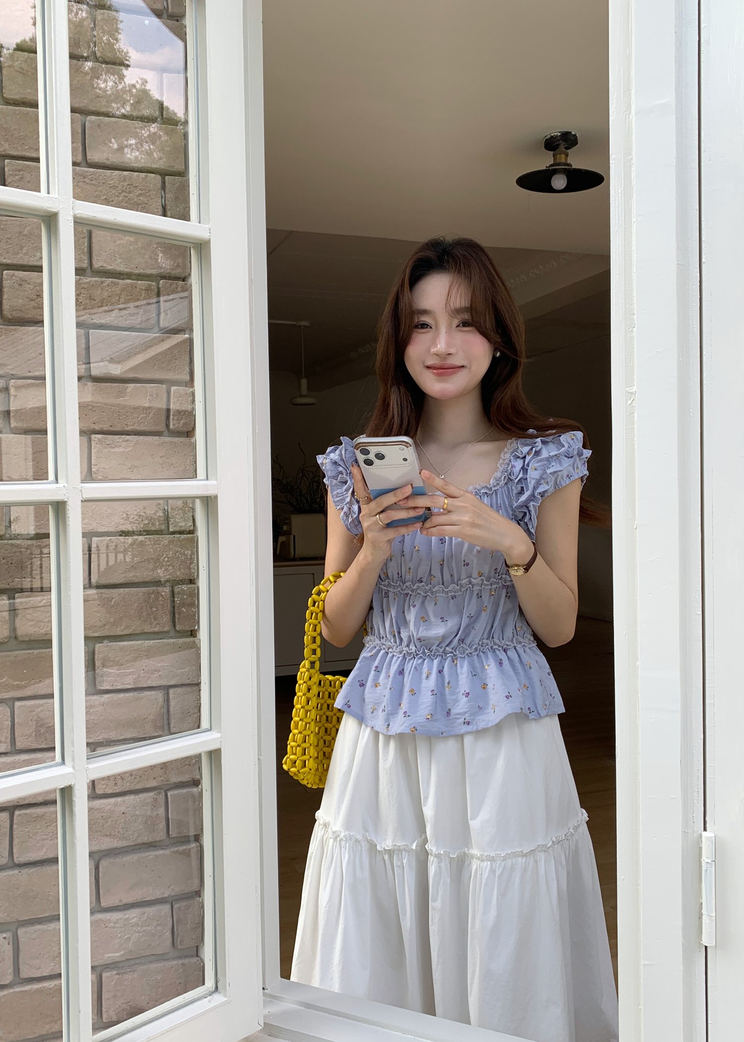 Mona Lacey Floral Top in Periwinkle