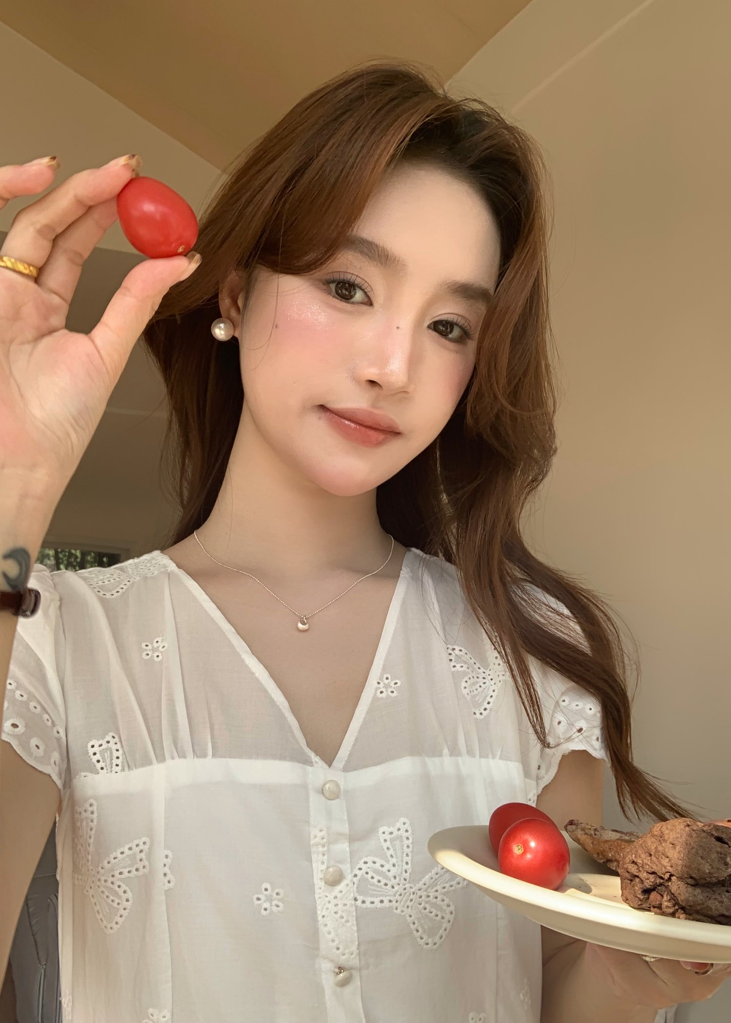 Elise Embroidery Eyelet Dress in White