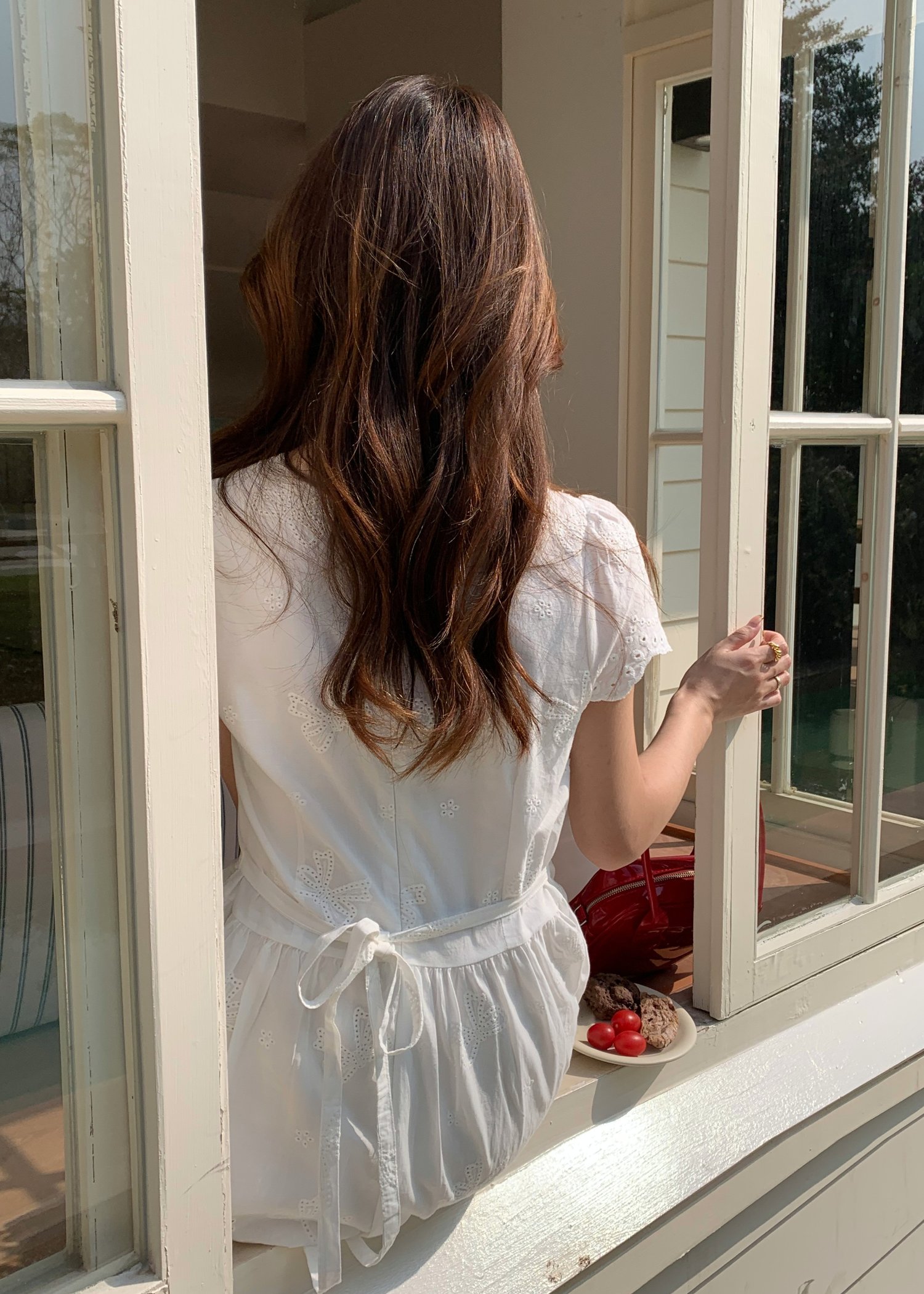 Elise Embroidery Eyelet Dress in White