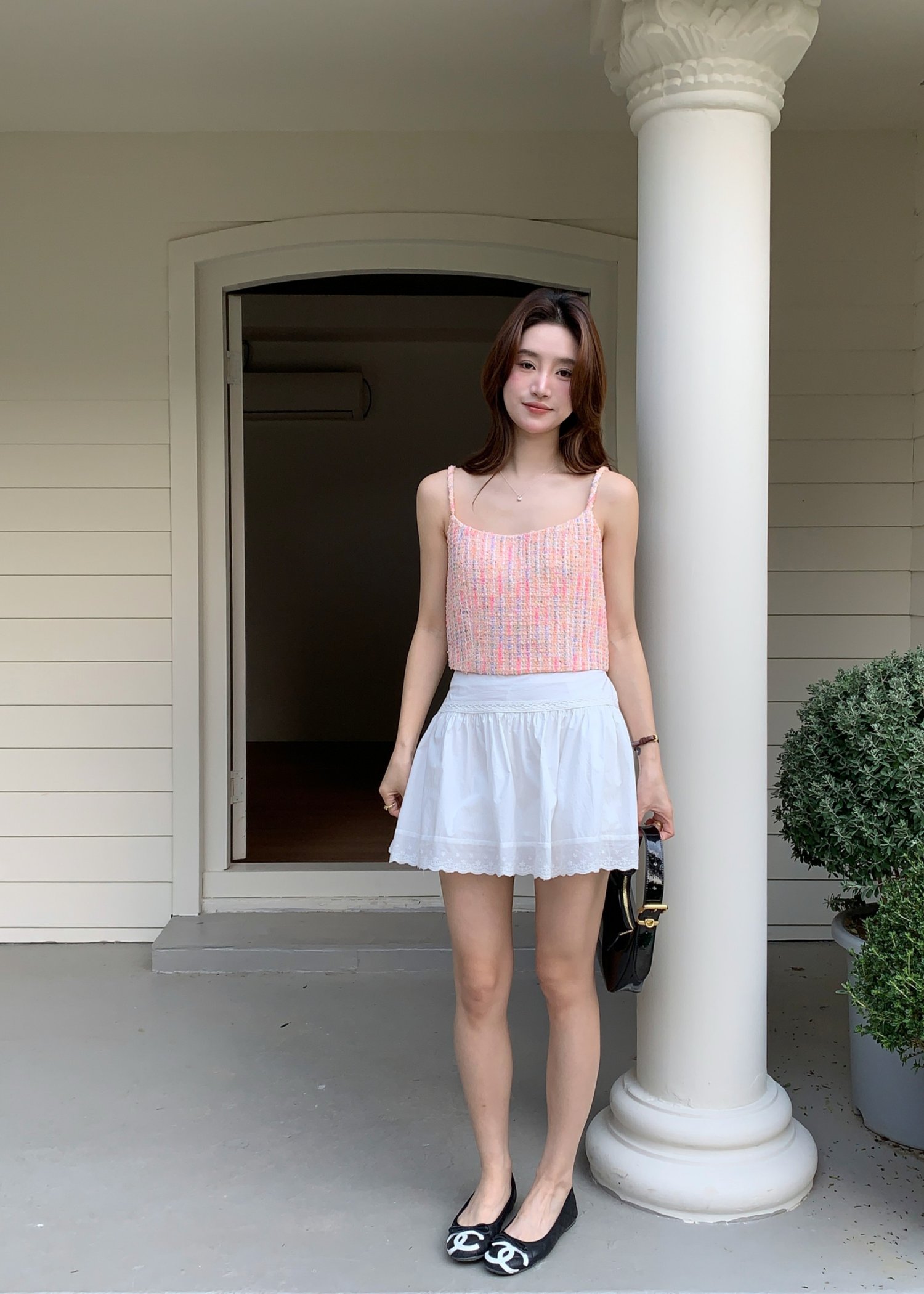 Iriana Tweed Cami Top in Pink