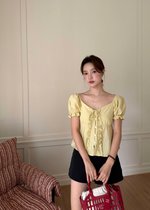 Colette Ruffles Blouse in Mustard Yellow