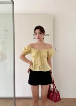 Colette Ruffles Blouse in Mustard Yellow