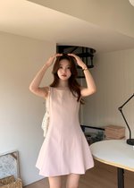 Grace A-line Mini Dress in Nude Pink