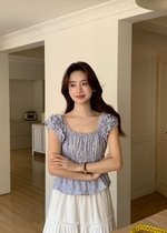 Mona Lacey Floral Top in Periwinkle