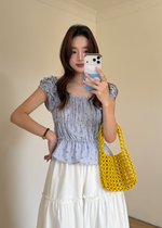 Mona Lacey Floral Top in Periwinkle