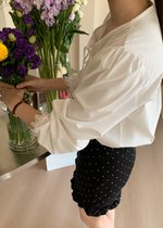 Arris Lacey Pleated Blouse in White