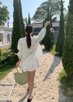 Arris Lacey Pleated Blouse in Milk Green