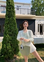 Arris Lacey Pleated Blouse in Milk Green