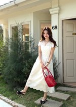 Elise Embroidery Eyelet Dress in White