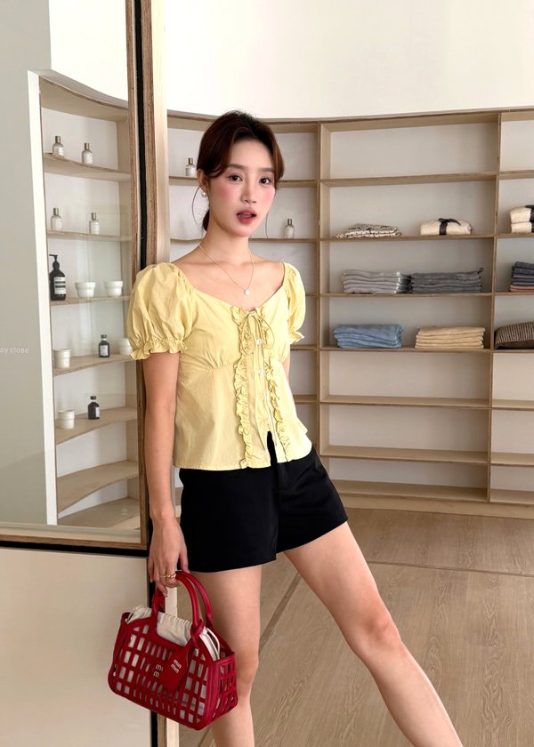 Colette Ruffles Blouse in Mustard Yellow
