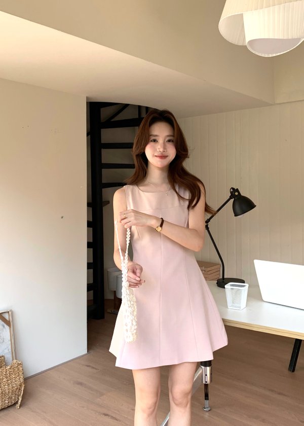 Grace A-line Mini Dress in Nude Pink