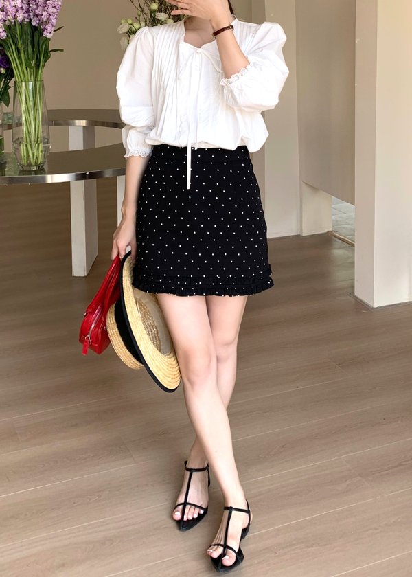 (BACKORDER) Chloe Polka Dot Ruffle Skort in Black
