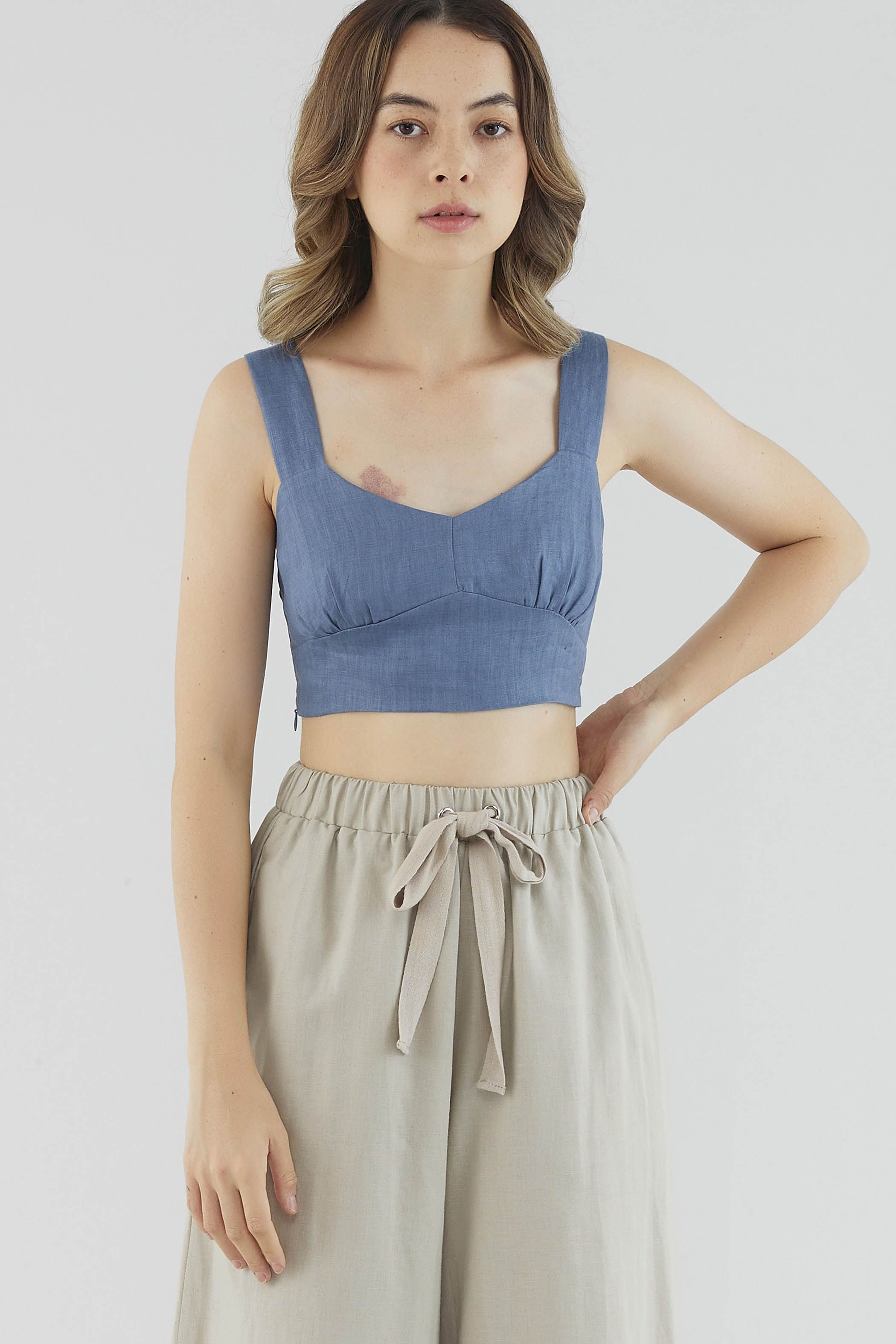 Pandra Linen Ruched Top