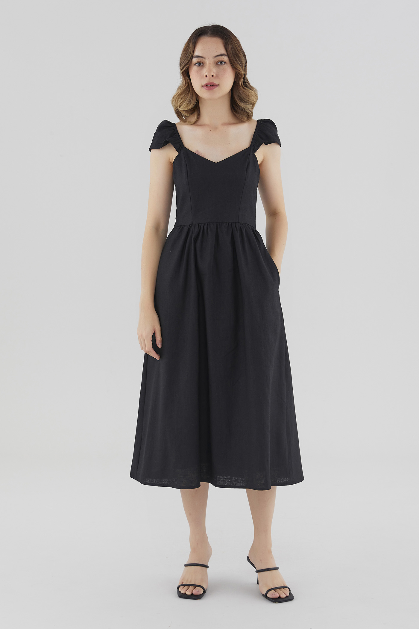 Sybil Linen Cap-Sleeve Dress