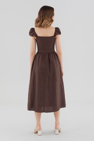 Sybil Linen Cap-Sleeve Dress