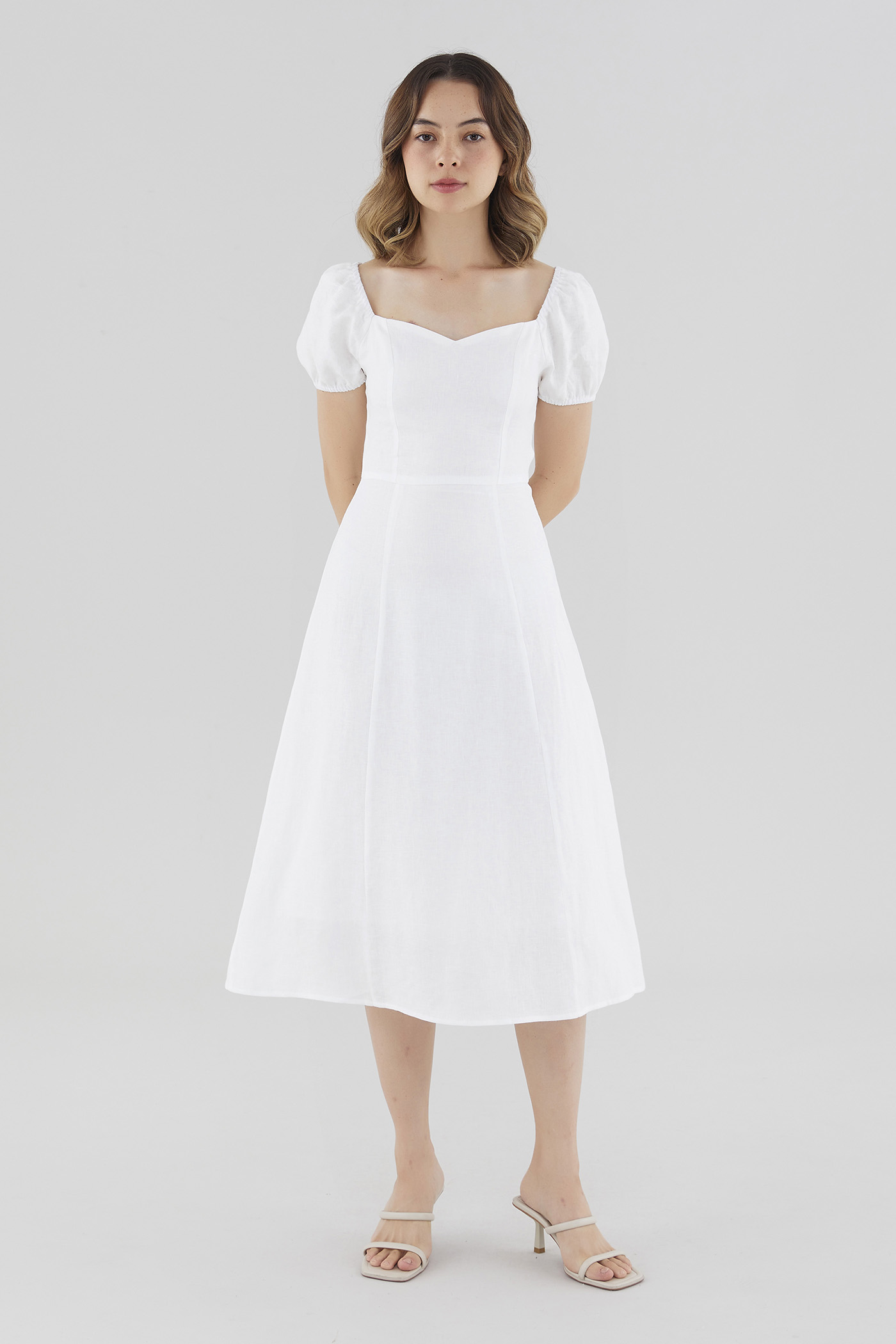 Danyka Linen Puff-Sleeve Dress