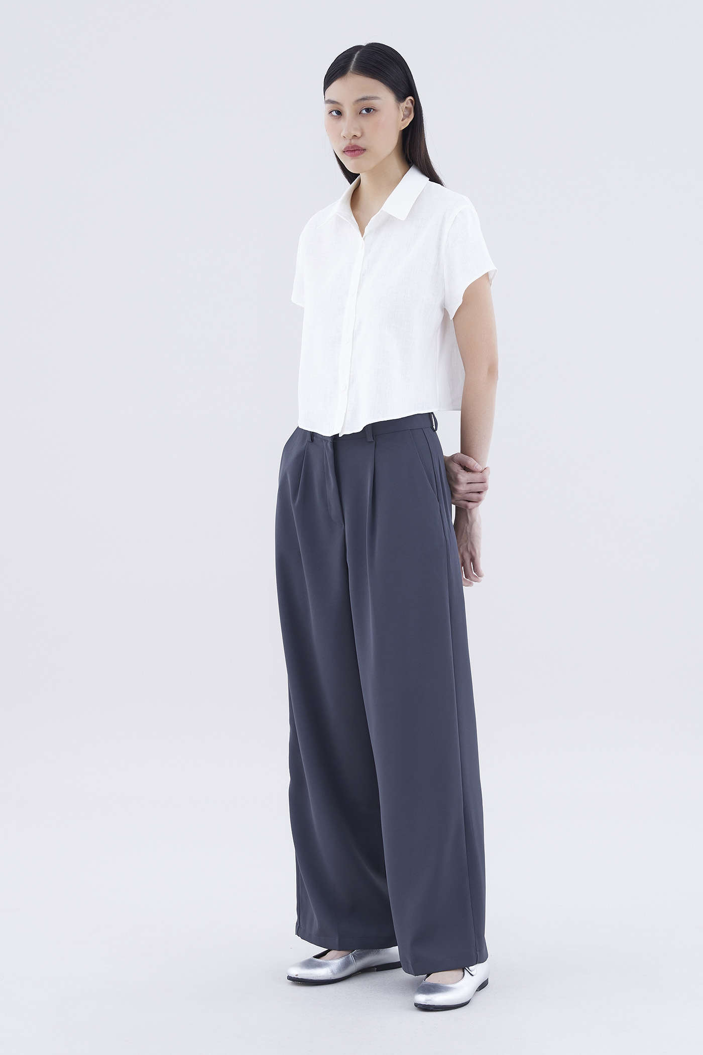 Delyse Linen Crop Shirt